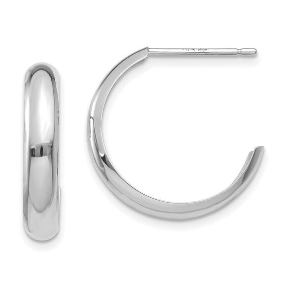 Kazi Luxury 14k White Gold Polished 3.5mm J-Hoop Earrings